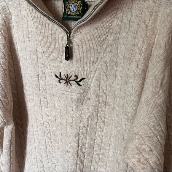 Hammerschmid Wool Pullover Sweater with 1/4 Zip and Embroidery - Size Large - Picture 4 of 10
